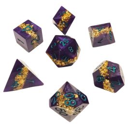 7-Set Sharp Resin Dice Purple Goldvein