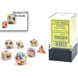 Festive: Mini-Polyhedral Circus/black 7-Die set