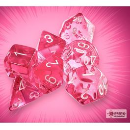Translucent: Polyhedral Pink/white 7-Die Set