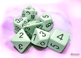Opaque Polyhedral Pastel Green/black 7-Die Set