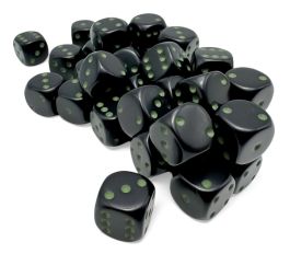 d6Cube 12mm Opaque Black with green (36)