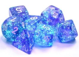 Borealis: Polyhedral Purple/white Luminary 7-Die Set