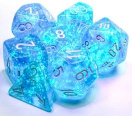 Borealis: Polyhedral Sky Blue/white 7-Die Set