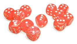 Festive: 16mm d6 Dahlia/white Luminary Dice Block (12 dice)