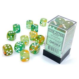 Nebula: 16mm d6 Spring/white Luminary Dice Block (12 dice)