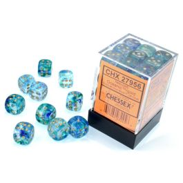 Nebula: 12mm d6 Oceanic/gold Luminary Dice Block (36 dice)