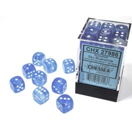 Borealis: 12mm d6 Sky Blue/white Luminary Dice Block (36 dice)