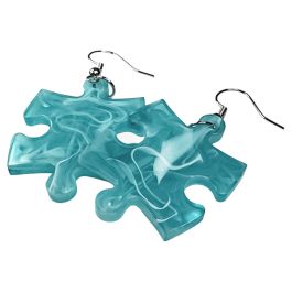 Hook Earrings Cirrus Puzzle Piece Pair (Assorted Dice Colors)