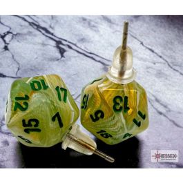 Stud Earrings Marble Green Mini d20 Pair