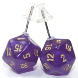 Stud Earrings BOR Royal Purple Mini d20