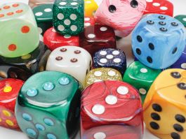 Bag of 30 6-sided Dice w/Pips Sale (12-25mm, 10-30mm, 8-35mm) NEW MIX