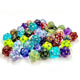 Bag of 50 Assorted loose Mini-Polyhedral d20s