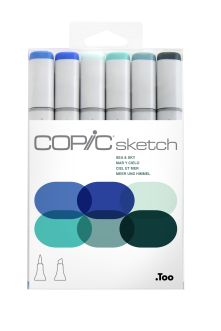 Copic Sketch Marker Sea & Sky 6Pc Set