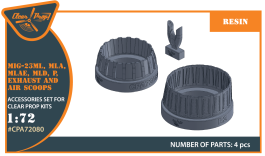 Clear Prop 1/72 MiG-23ML, MLD, P, MLAE Exhaust and air scoops, for Clear Prop