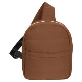 Bekah: Puffer Crossbody Backpack: Date Brown