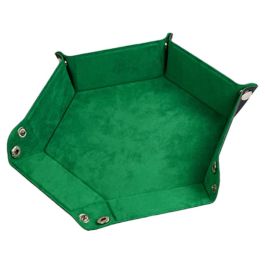 Leatherette & Velvet Dice Tray (Emerald Hex)