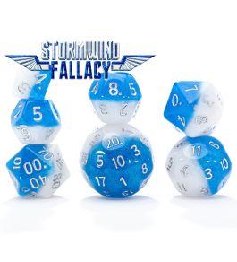 Double Dice: Stormwind Fallacy - Blue and White Resin with Holographic Glitter (7 Polyhedral Dice Set)
