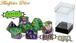 Halfsies Dice: Gamma - Upograded Case (7 Polyhedral Dice Set)