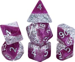 Halfsies Dice: Glitter Edition - Wine (7 Polyhedral Dice Set)