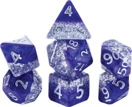 Halfsies Dice: Glitter Edition Purple (7 Polyhedral Dice Set)