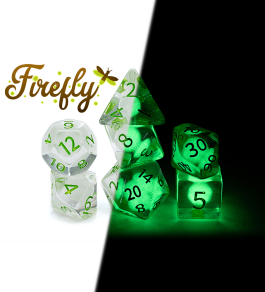 Radiant (Glow-in-the-Dark) Firefly Dice (7 Polyhedral Dice Set)