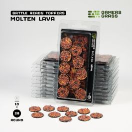 Gamers Grass Battle Ready Bases - Molten Lava - Round 28mm (x10)