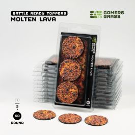 Gamers Grass Battle Ready Bases - Molten Lava - Round 50mm (x3)