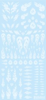 HiQ Parts Tattoo Decal 03 'Fire' Clear White (1pc)