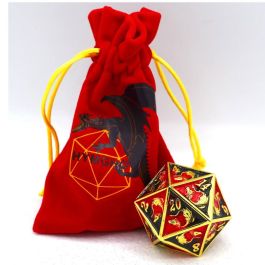 d20 45mm Dragon: Red/Black with Gold