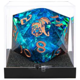 d20 55mm Sharp Edged Resin: Blue/Red with Copper