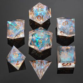 7-Set Captured Magic: Hand Sanded Sharp Edge Resin: Opal