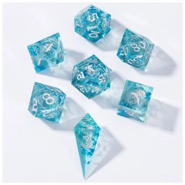 7-Set Captured Magic Liquid Core Hand Sanded Sharp Edge Resin: Aqua