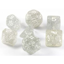7-SetHTube Glitter dice: Clear/White