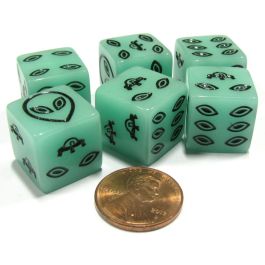 d6Cube16mmGLOW ALIEN Dice(12)