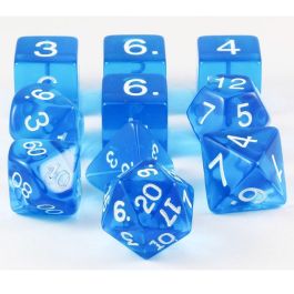 10-setHTubeTranslucent dice: Blue/White