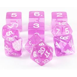 10-setHTube Translucent dice: ORCHID/White