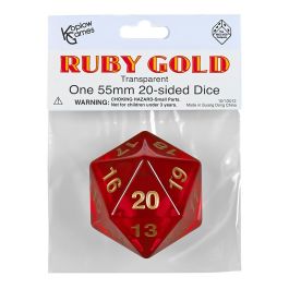 D20 55mm Countdown Transparent: Ruby/Gold