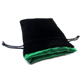 Dice Bag: Small Black Lined Green