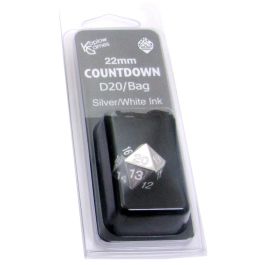 Countdown D20 22mm Metal with Bag Silver/White