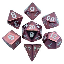 Dice: 7-Set Pink Painted Metal