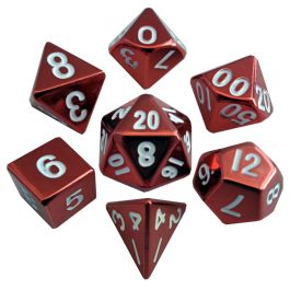 Dice: 7-Set Red Painted Metal