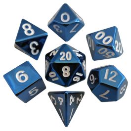 Dice: 7-Set Blue Painted Metal
