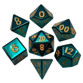 Dice: 7-Set Turquoise Painted Metal