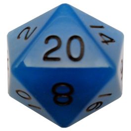 Dice:d20 Single 35mm MegaGlow-in-the-dark Blue/Black BUbk