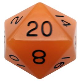 Dice:d20 Single 35mm Mega Glow-in-the-dark Orange/Black
