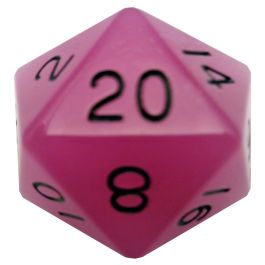 Dice:d20 Single 35mm Mega Glow-in-the-dark Purple/Black