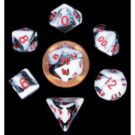 Dice:7-Set Mini: Marble/Red