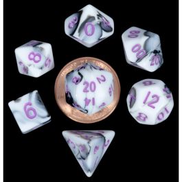 Dice:7-Set Mini: Marble/Purple