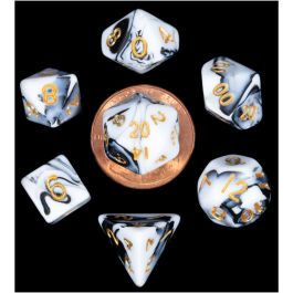 Dice:7-Set Mini: Marble/Gold