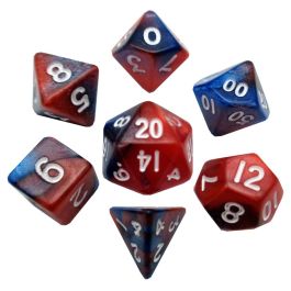 Dice:7-Set Mini: 10mm: Red-blue/White